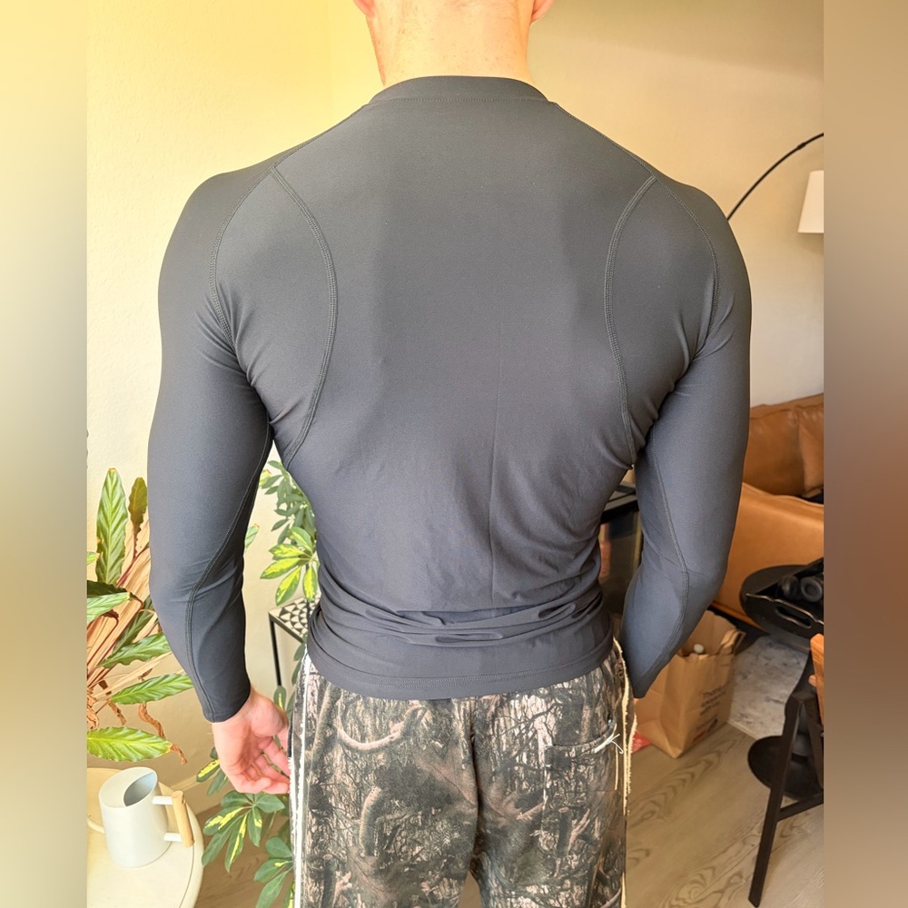 Men's Black Compression Swim Top - Performance Rash Guard - Picture 2 of 3